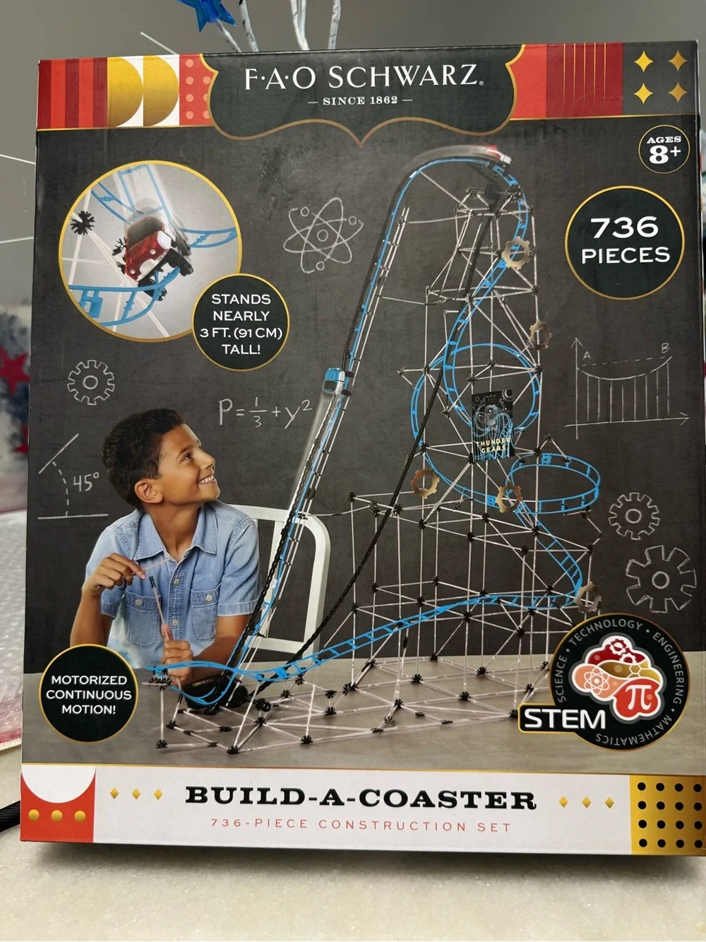 FAO Schwarz Build-A-Coaster STEM Roller Coaster Kit - Blue & Black
